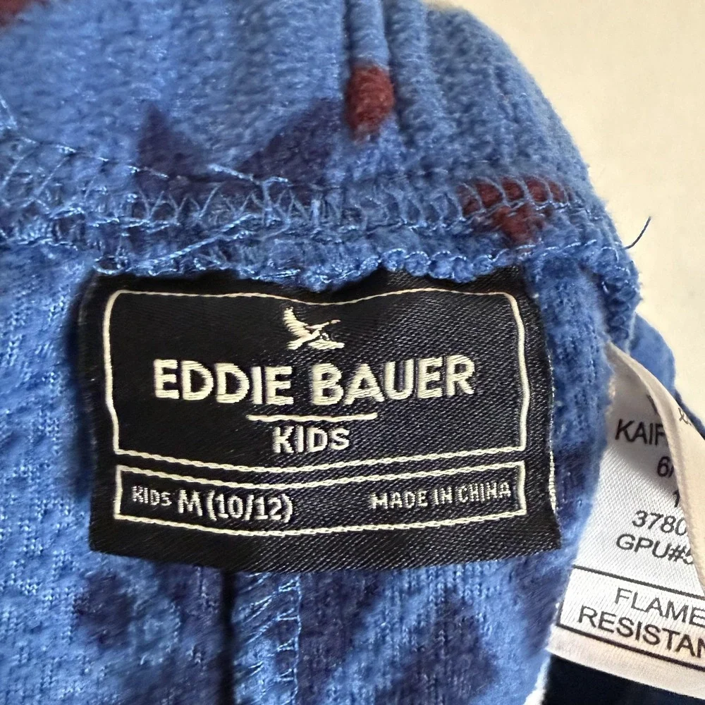 Eddie Bauer Pajama Pants Kids 10-12 Blue Fleece Polar Bear Print Sleep Lounge